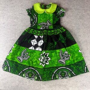 Polynesian, Hawaiian Green and Black Kids Costume Dress, Custom made (Unbranded)
